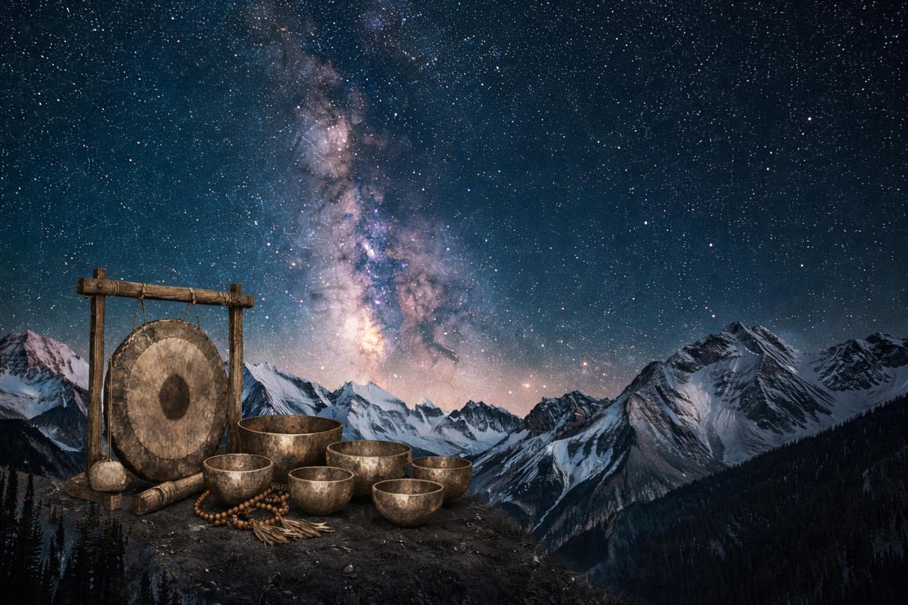 Himalayan Gongs and Singing Bowls under the Milky Way